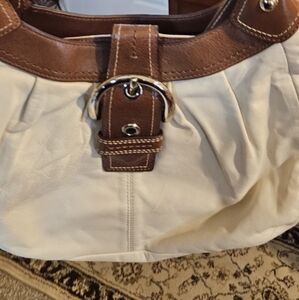Coach Brown and Cream Leather Handbag
